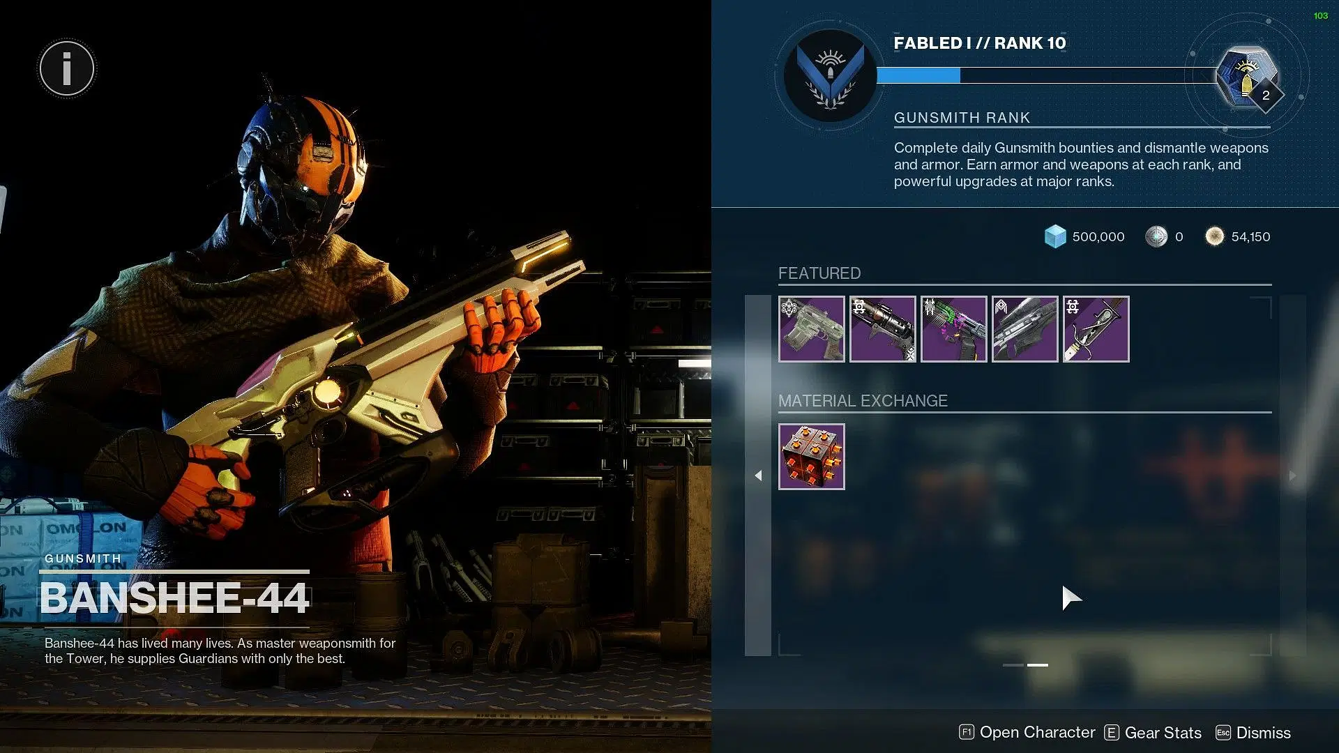 Banshee, the weapon gunsmith (Image via Bungie) 