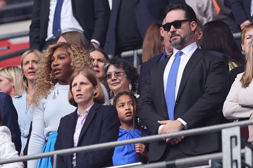 Serena Williams with husband Alexis Ohanian and daughter Olympia at the FA Cup Final - Source: Getty