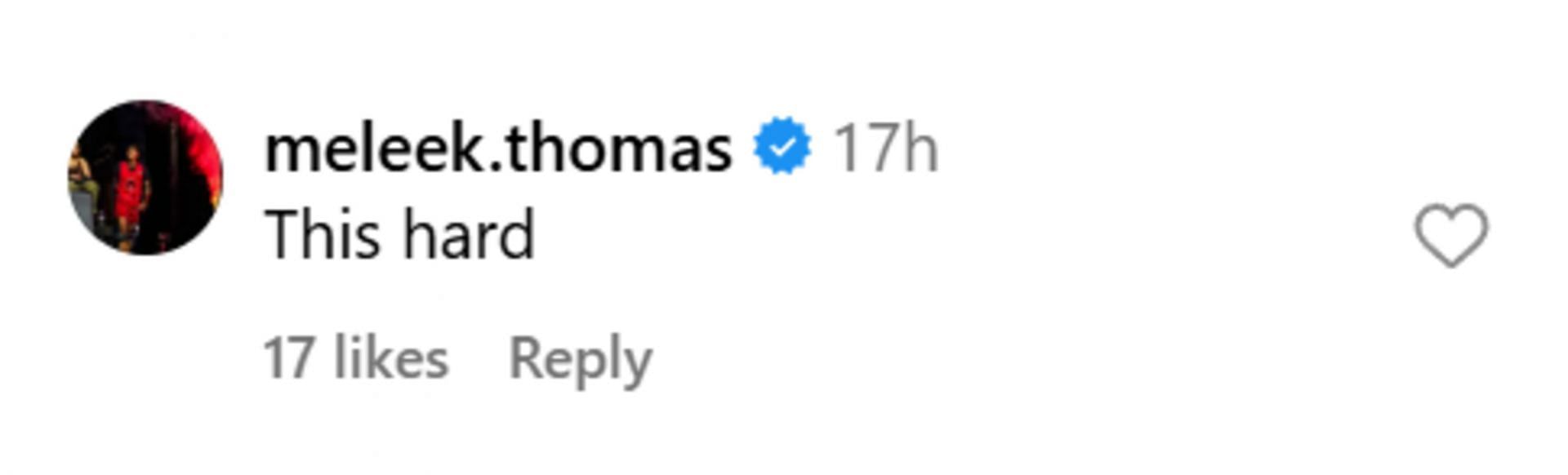 Meleek Thomas reacts to Jasper Johnson&#039;s IG photo dump (source: IG/ bruhjasperj)