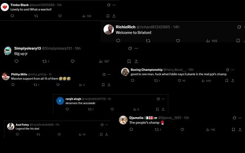 Screenshot of fan comments and reactions: [Screenshot courtesy @BoxingKingdom14 on X]