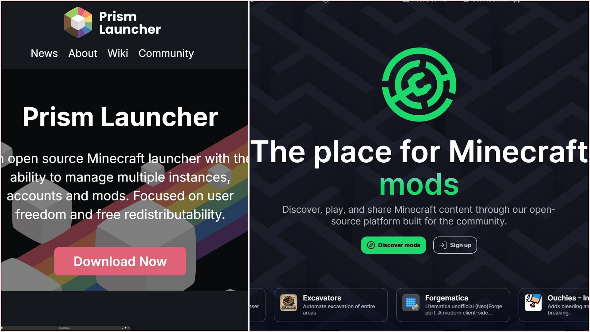 There are many Minecraft launchers that make modding easy (Image via Prism Launcher || Modrinth)