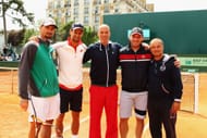 Novak Djokovic with Dusan Vemic and coaching staff at the 2012 French Open - Image Source: Getty