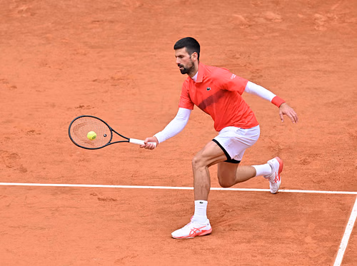 The Serb in action during his first-round match against Mackenzie McDonald at the 2025 French Open (Source: Getty)