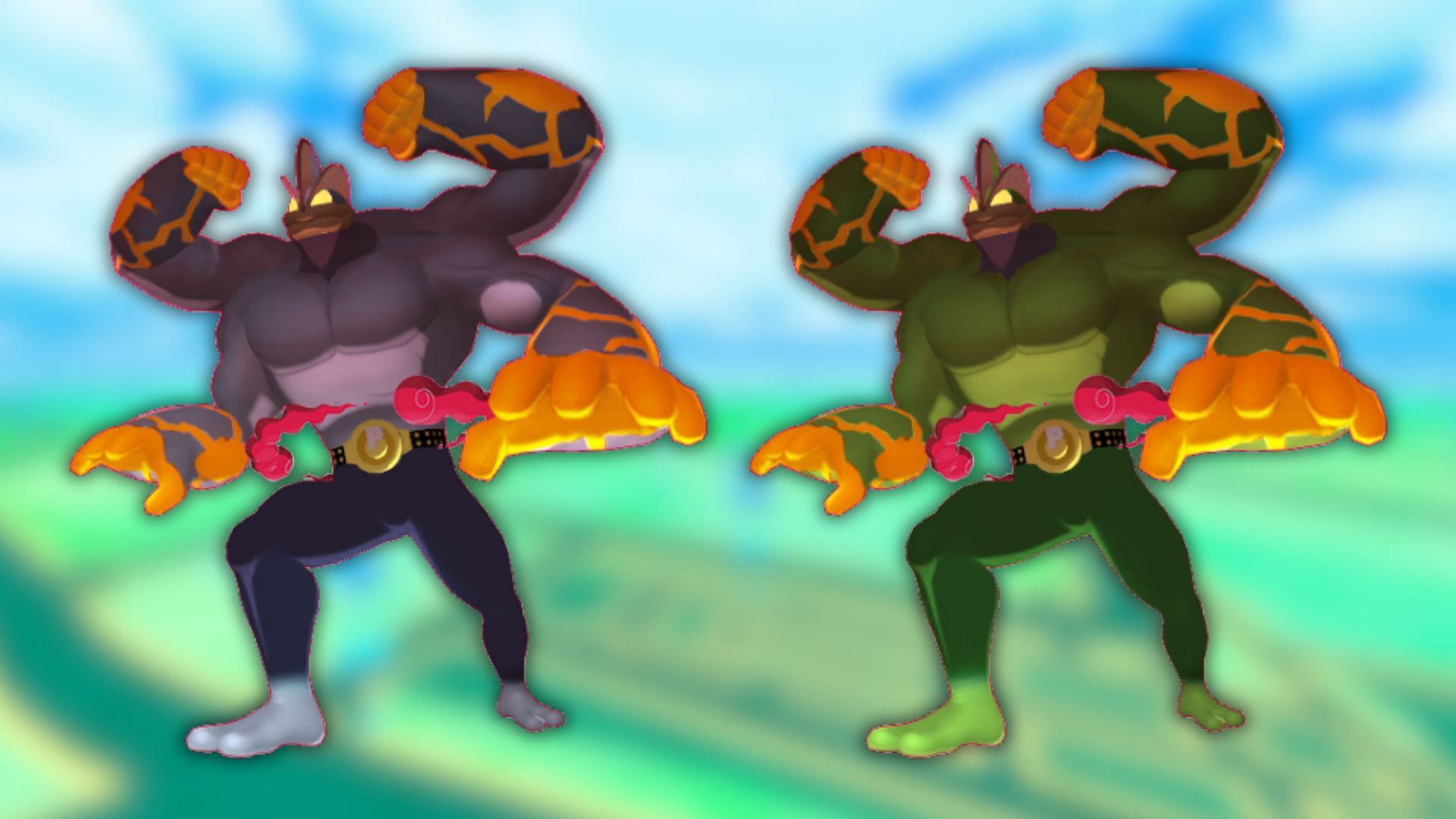 Gigantamax Machamp and its shiny variant (Image via The Pokemon Company)