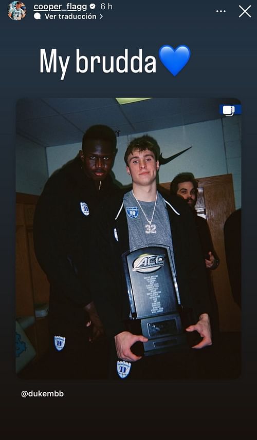 Flagg shared a story with a message for Khaman Maluach. Source: Instagram/@cooper_flagg