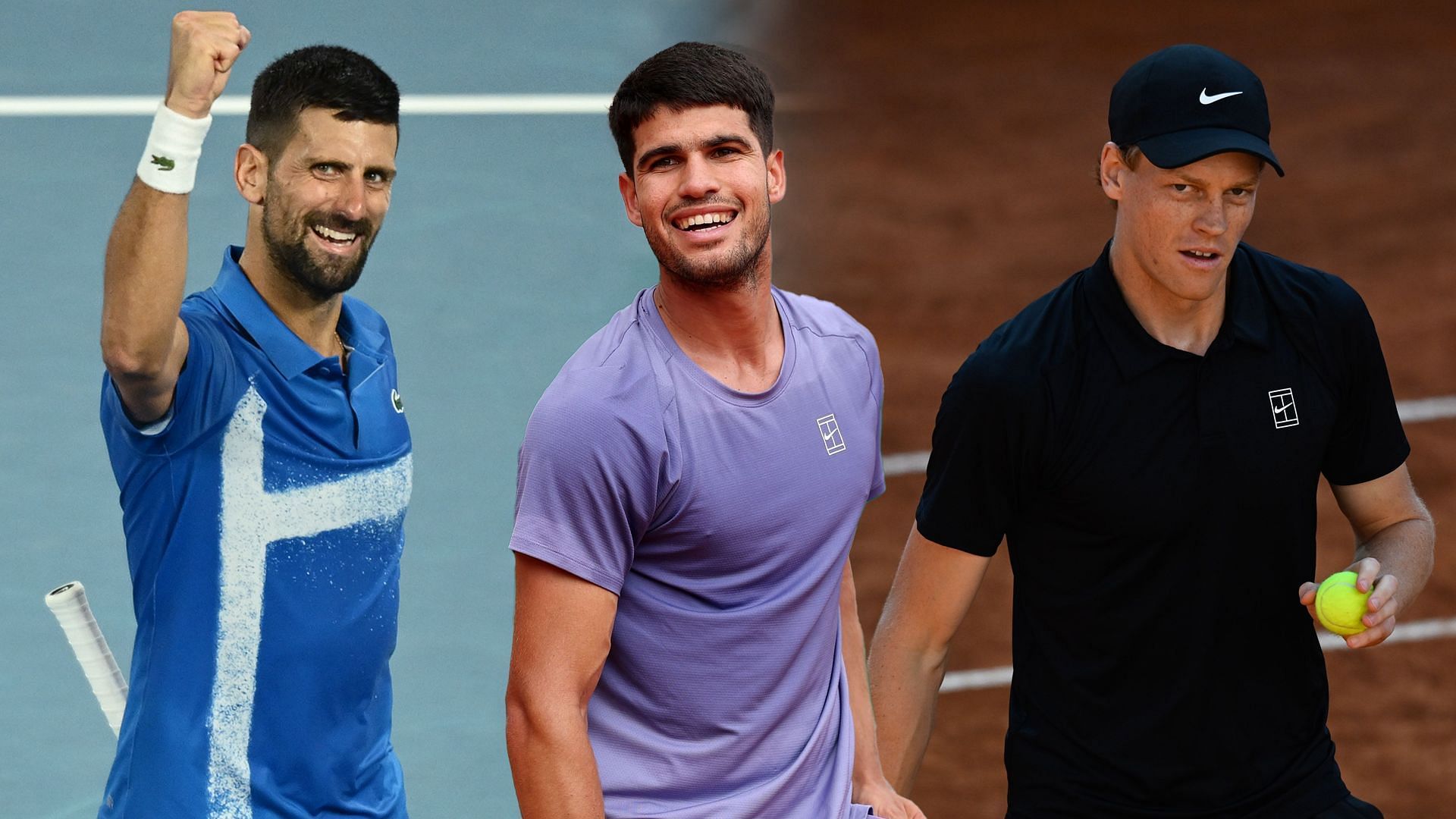 Novak Djokovic, Carlos Alcaraz and Jannik Sinner have the most favorable odds to win the French Open 2025. (Photos: Getty)