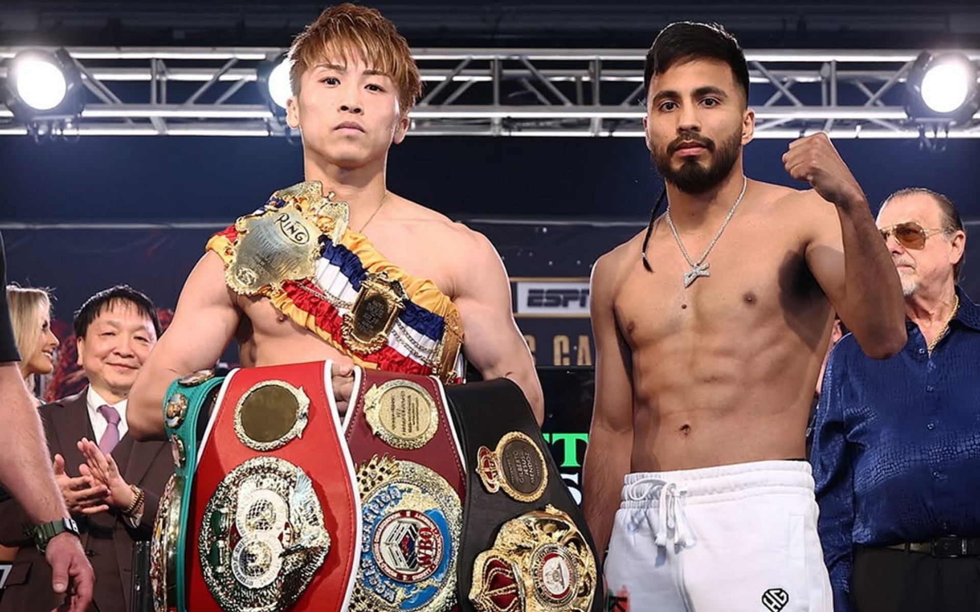 Naoya Inoue (left) takes on Ramon Cardenas (right). [Image courtesy: @toprank on Instagram]