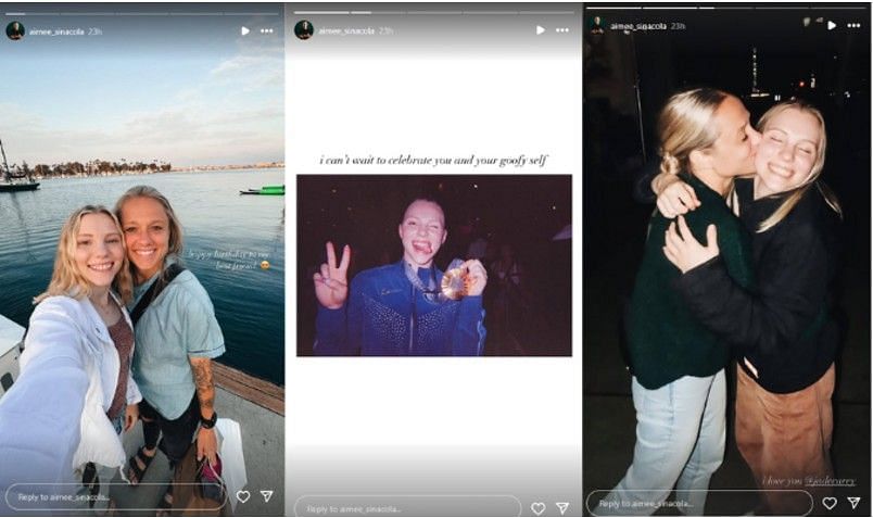 Screenshots of Aimee Sinacola&#039;s Instagram stories | Source: IG/aimee_sinacola