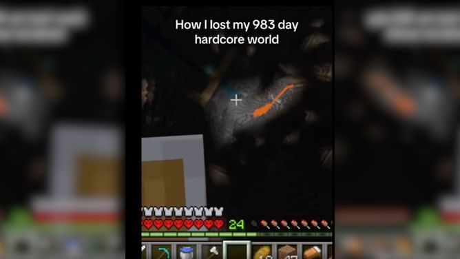 Minecraft Bedrock player loses Hardcore world to fall damage despite falling on water