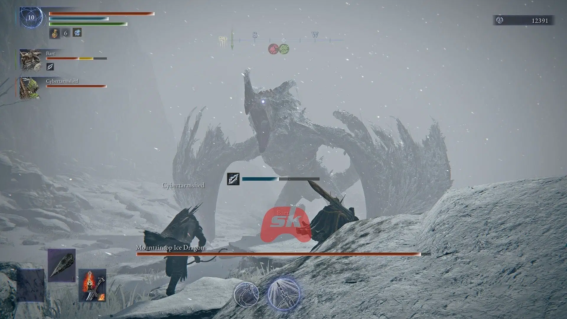 Duel with Mountaintop Frost Dragon (Image via Sportskeeda Gaming //FromSoftware)