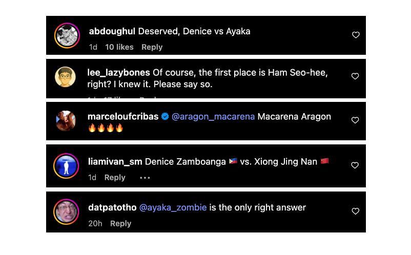 Screenshot of comments. [ONE Championship/Instagram]
