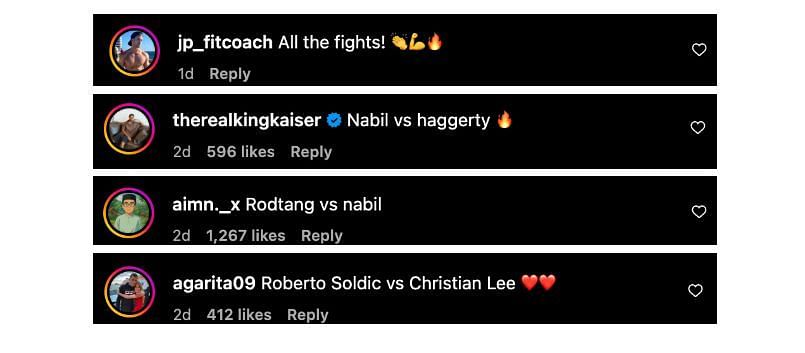 Screenshot of comments. [ONE Championship/Instagram]
