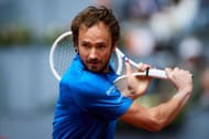 Medvedev in action at the Mutua Madrid Open - Day Ten - Source: Getty