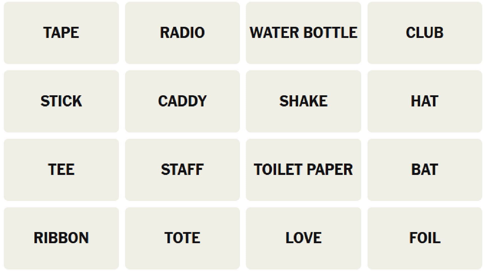 All NYT Connections words for today (Image via The New York Times)
