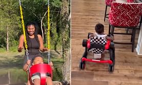 Coach Prime's daughter Deiondra gives sneak peek to son baby Snow's new toy ride inside home