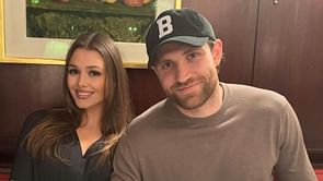 PIC: Leon Draisaitl enjoys cozy snuggles with pet dog Bowie on a 'lazy Saturday' with fiancee Celeste by his side