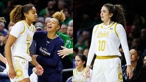Notre Dame hoopers Hannah Hidalgo, Cassandre Prosper, Isabella Tehrani take part in viral challenge (Watch)