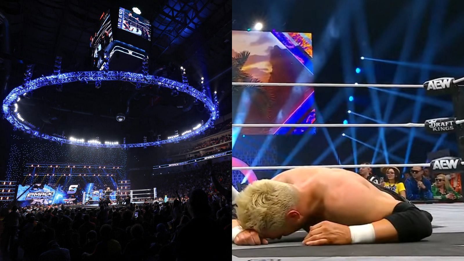 A former WWE star recently made his AEW debut. (Images via WWE.com and AEW YouTube) 
