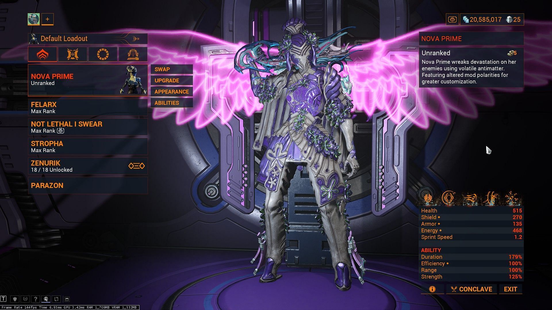 Arsenal in Warframe (Image via Digital Extremes)
