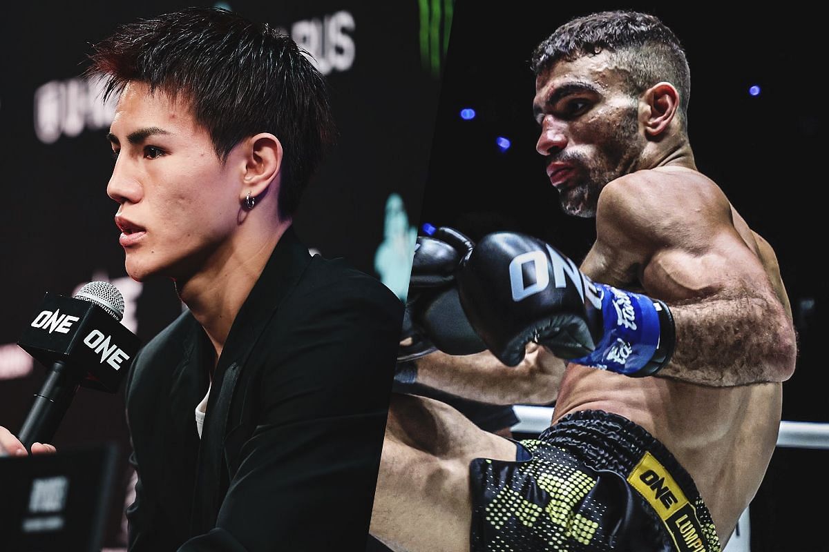 (From left) Kaito and Mohammad Siasarani collide at ONE Friday Fights 109.