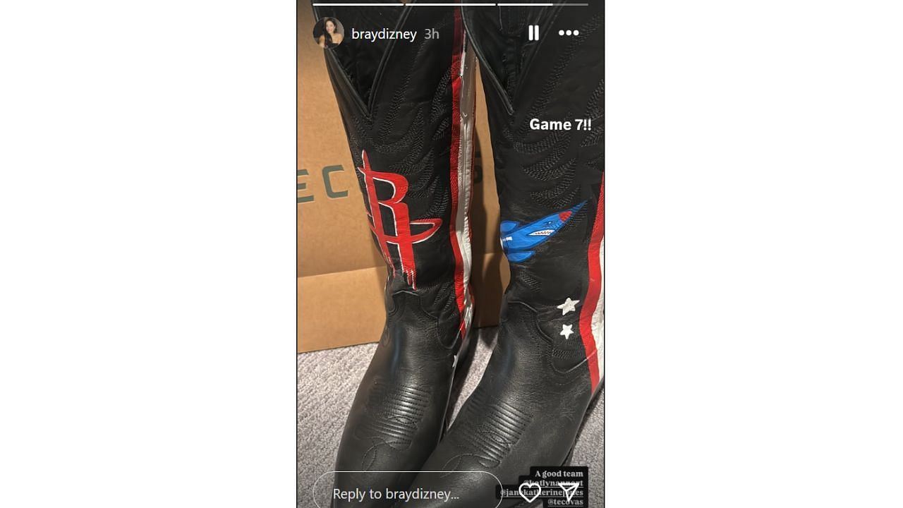 Brailey Dizney&#039;s boots for Game 7 between the Houston Rockets and Golden State Warriors. [photo: @braydizney/IG]