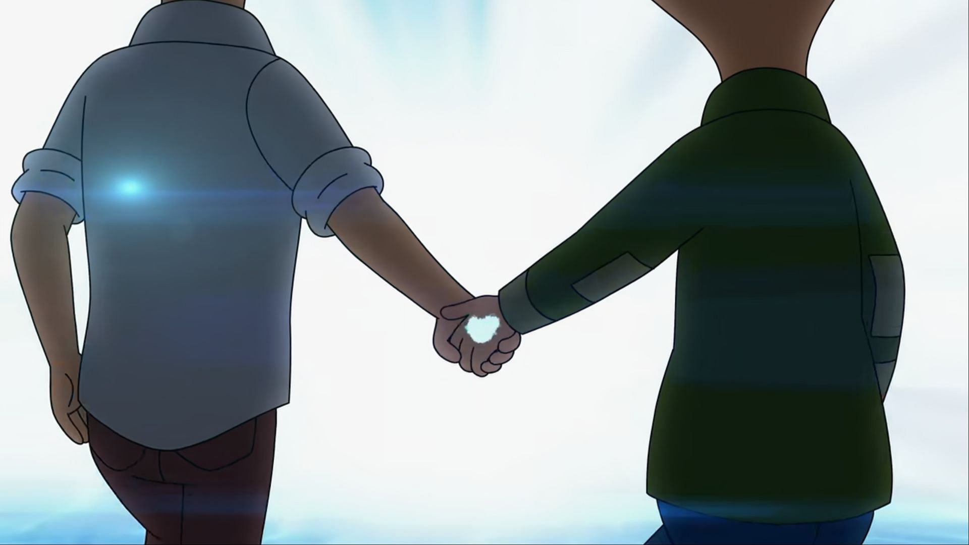 The final moments of Big Mouth season 8 show Nick and Andrew stepping hand-in-hand into the unknown, symbolizing the uncertain journey into adulthood. (Image via Netflix)