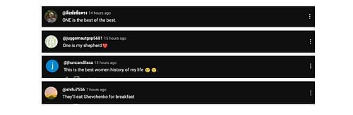 Screenshot of comments. [ONE Championship/YouTube]