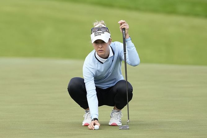 Nelly Korda hilariously reacts to broadcast including her two missed short putts in Round 2 of the 2025 US Women's Open