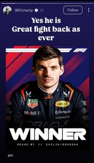 Credit: Damon Hill on Instagram (@96f1champ/IG)