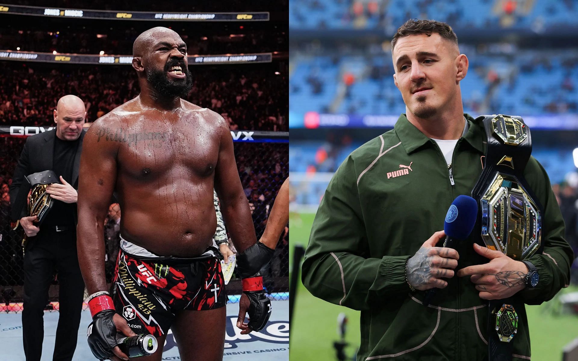 UFC icon shares concern regarding the Jon Jones (left) vs. Tom Aspinall (right) fight. [Images courtesy: Getty Images]
