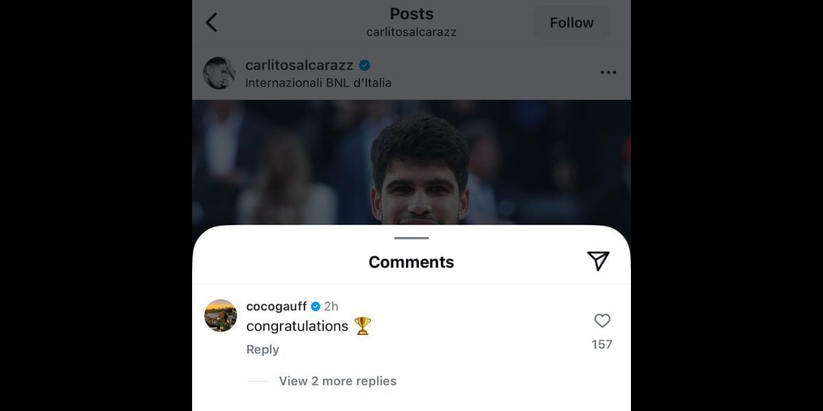 Via Carlos Alcaraz Instagram replies (@carlitosalcarazz/IG)