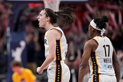 Erica Wheeler hypes up Caitlin Clark for first time since leaving Fever after logo 3 at Carver - "Above the 22 is wild"