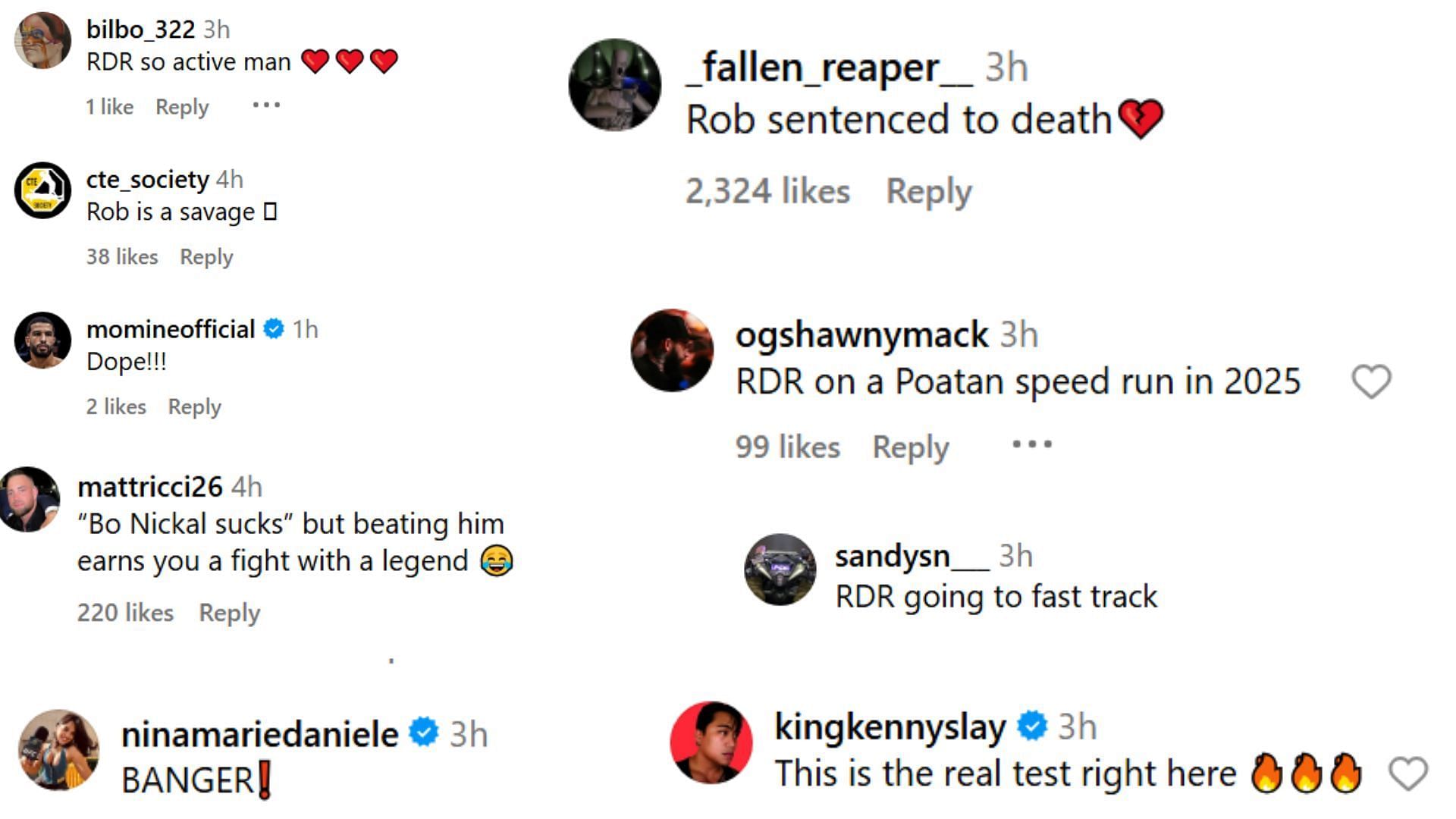 Fan comments. [Screenshots courtesy: @ufc on Instagram]