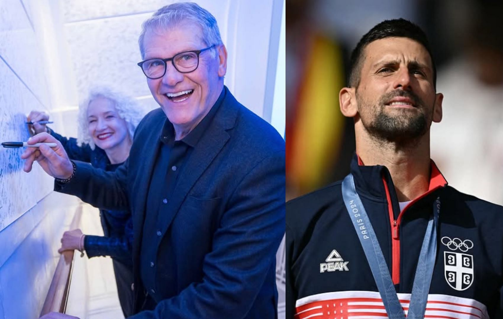 Geno Auriemma (L), Novak Djokovic (R)