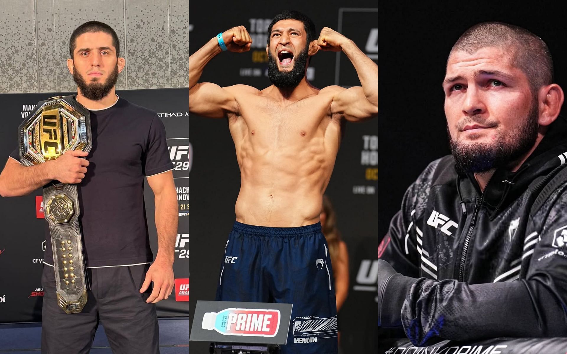 Ex-UFC fighter slams Khamzat Chimaev (left) while comparing him to Islam Makhachev (left) and Khabib Nurmagomedov (right). [Images courtesy: @islam_makhachev, @ufcstore and @khabib_nurmagomedov on Instagram]