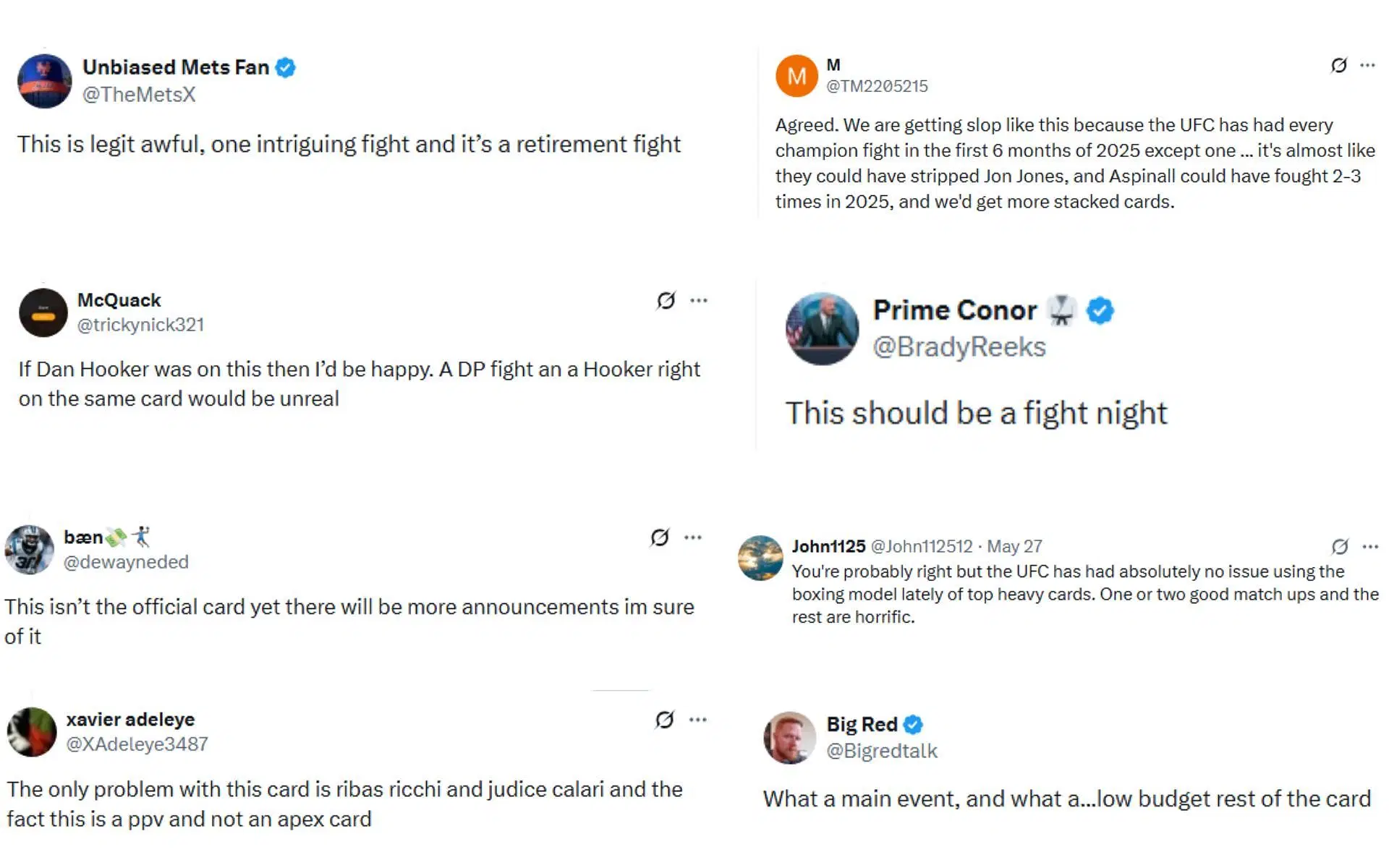 Fans express disappointment with updated UFC 318 fight card [Image courtesy: @WestTillDeath on X]