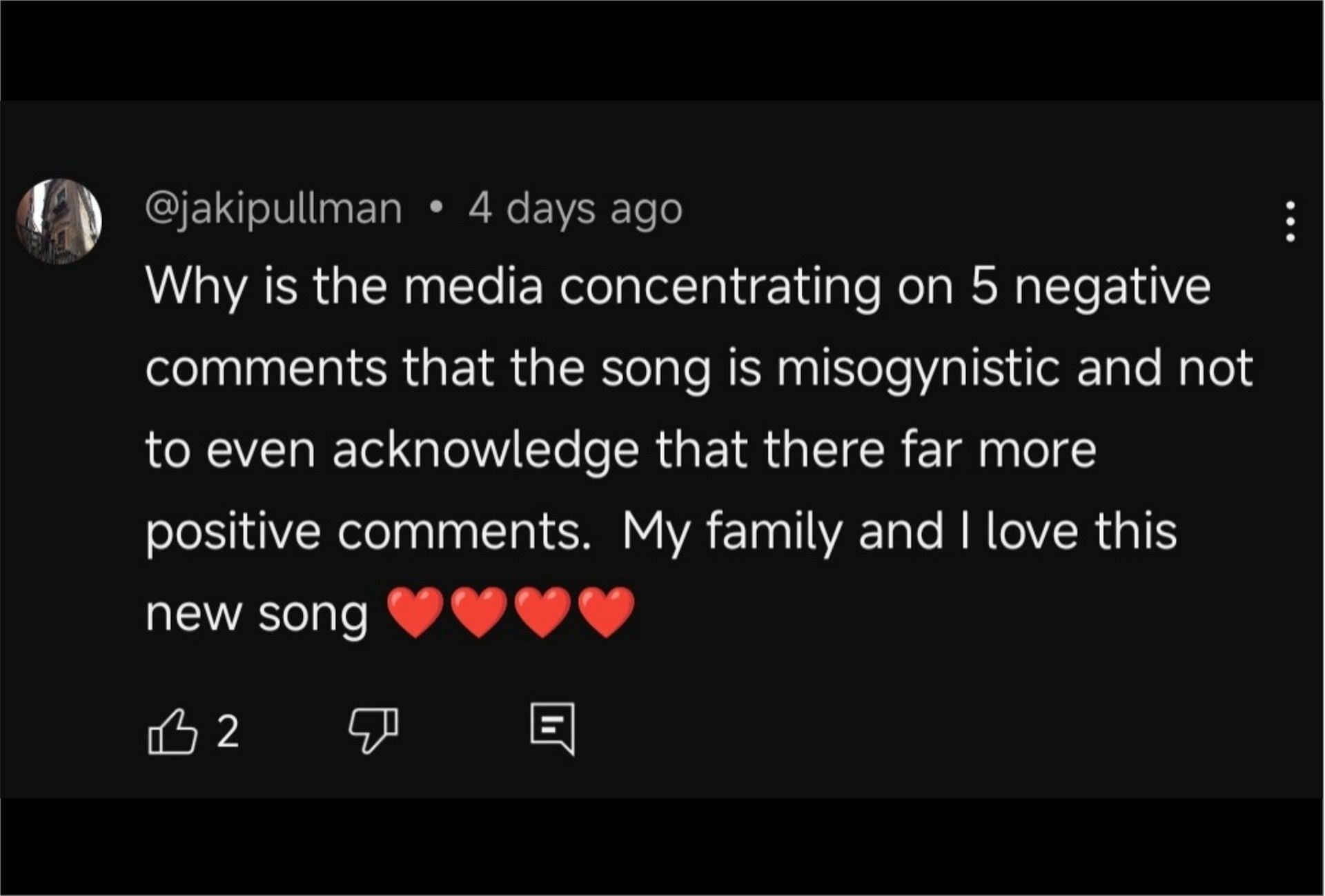 A user complimenting the Royel Otis track (Image via YouTube/Royel Otis)