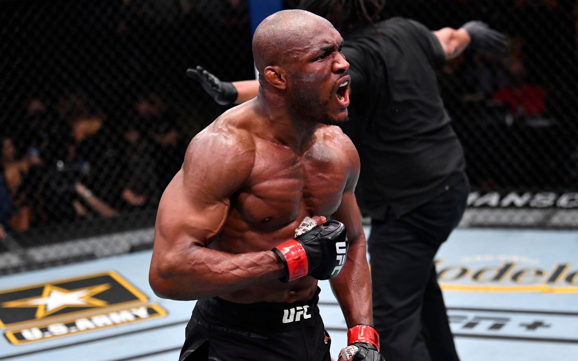 Kamaru Usman opens up on potential fight against Islam Makhachev. [Image courtesy: getty]