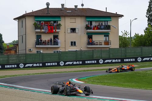 Max Verstappen (1) during the 2024 Formula 1 Imola Grand Prix. Source: Getty