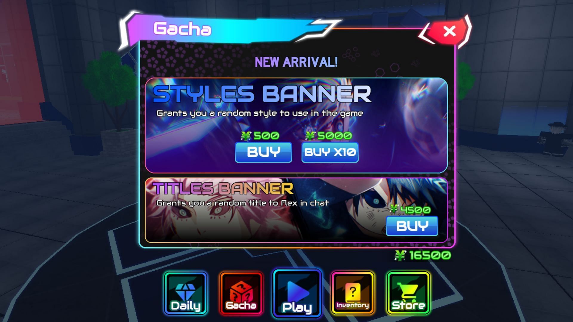 The Gacha menu in Project Egoist (Image via Roblox)