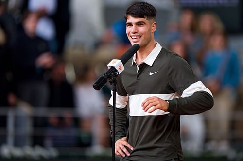 Carlos Alcaraz after his second-round win at the 2025 French Open (Source: Getty)