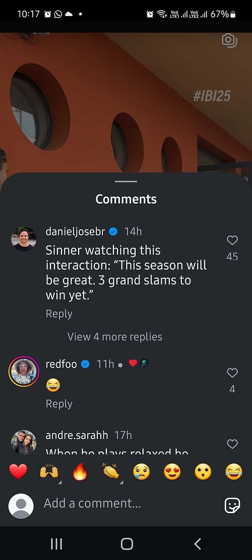 Screengrab of Redfoo's comment. Source: Instagaram @internazionalibnlditalia