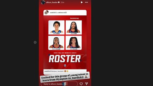 UConn star Sarah Strong's mother Allison Feaster "excited" to see daughter learn from "Olympian" Cierra Burdick. Cedit: IG/@allison_feaster
