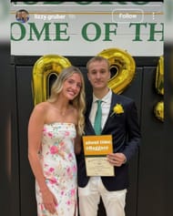 No. 1 NBA Draft prospect Cooper Flagg's twin Ace Flagg poses with girlfriend Lizzy Gruber as he graduates HS. (Image via Instagram @lizzy.gruber)