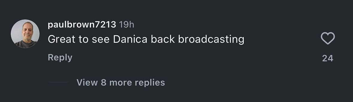 Screengrab of comment under FOX&#039;s Instagram post [via Instagram/indycaronfox]