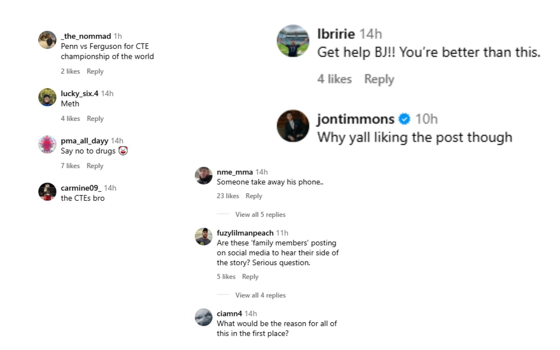 [Screenshots courtesy: @bjpenn on Instagram]