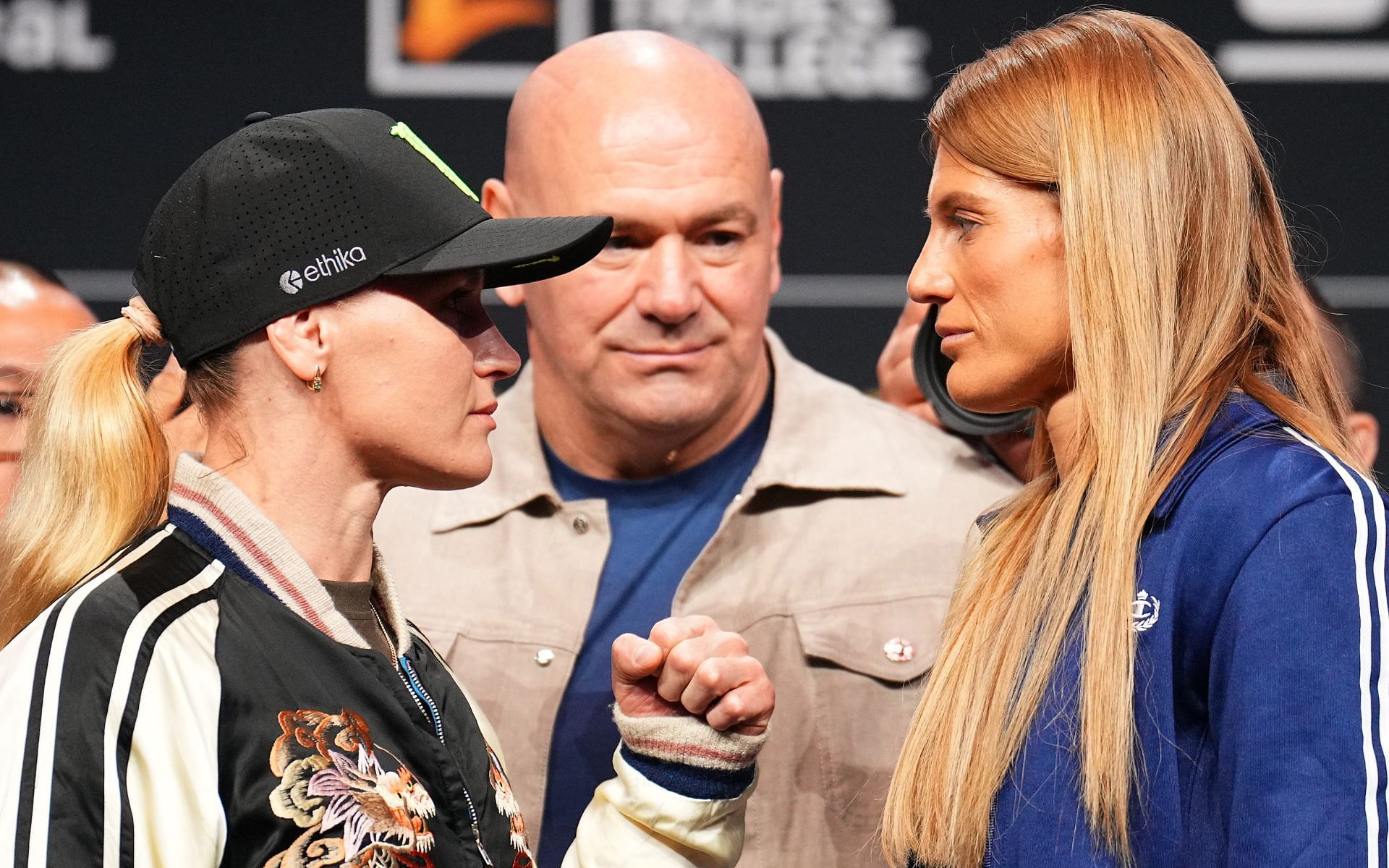 Valentina Shevchenko and Manon Fiorot square off. [Image courtesy: Getty]