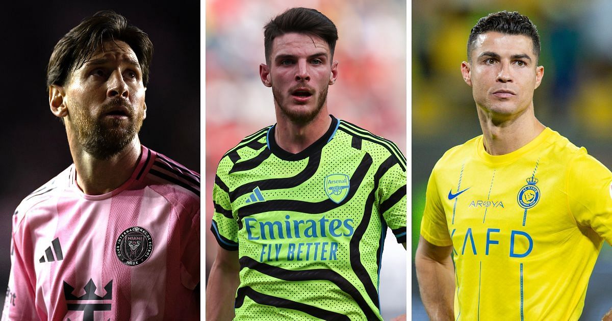 Lionel Messi (left), Declan Rice (center) &amp; Cristiano Ronaldo (right) - (All images from Getty)