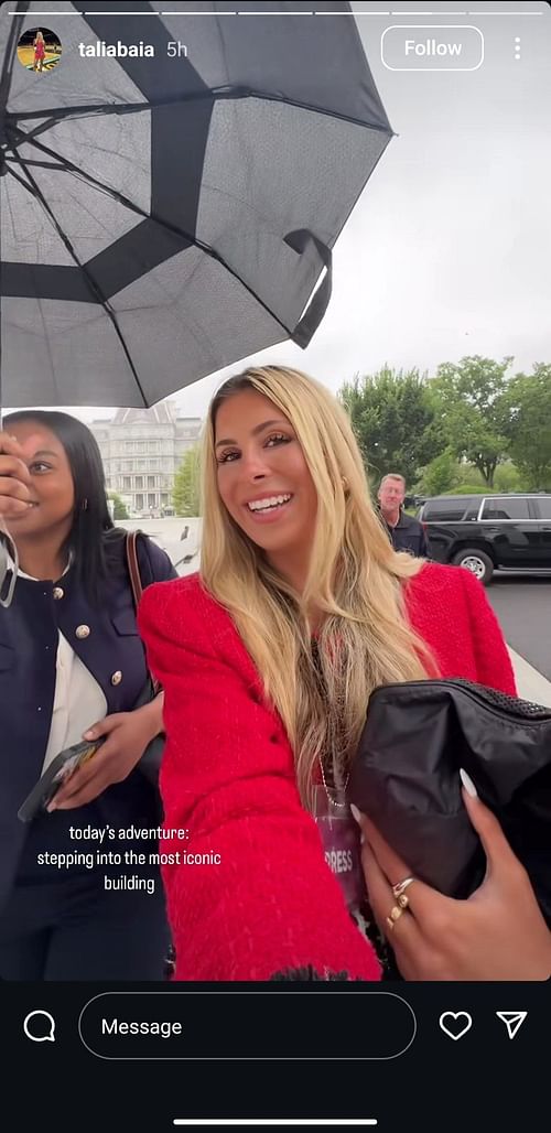 Talia Baia gives a sneak peek of the White House (Image credits: Instagram/@taliabaia)