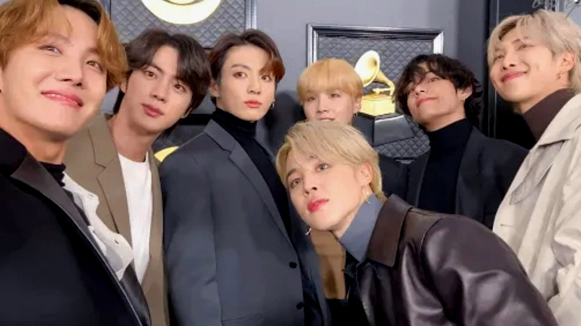 The group at The Grammys 2020 (Image via YouTube/@BTS)